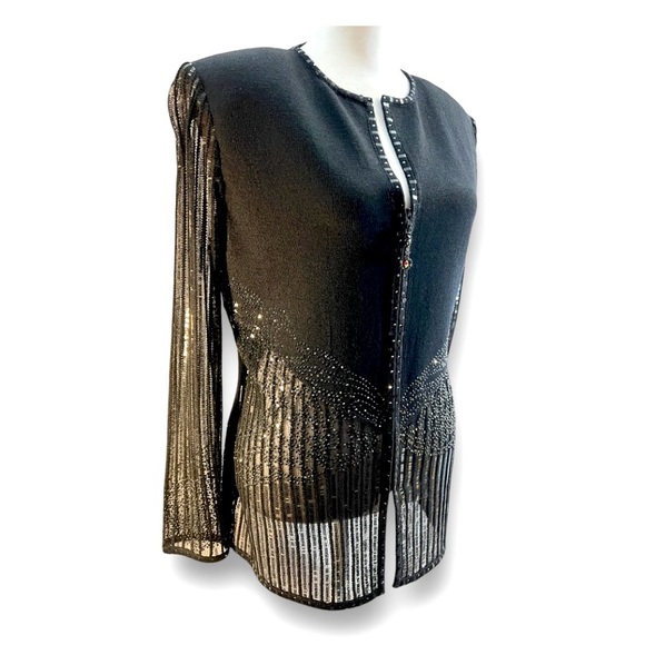 ST JOHN COUTURE By Marie Gray Evening Beaded Top Round Neckline Zipper Front 6 - Picture 5 of 15